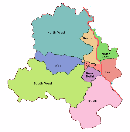 Delhi district map