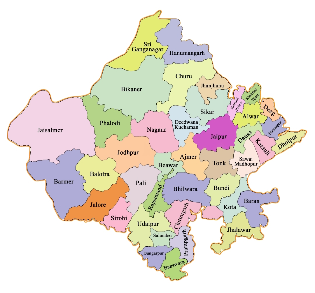 rajasthan district map
