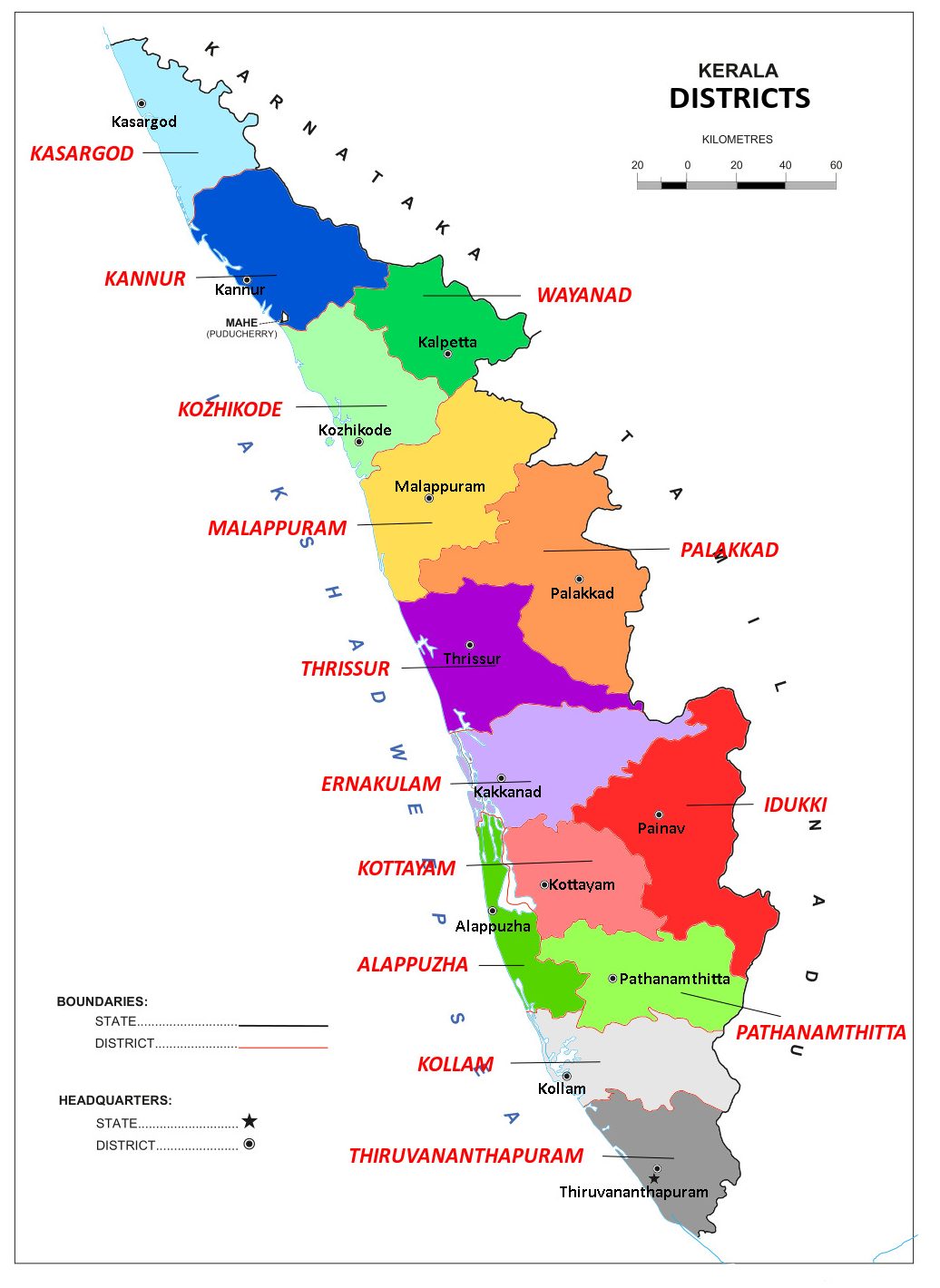 Kerala District Map
