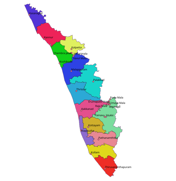 Kerala district map